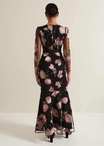 Phase Eight Genny Floral Print Embroidered Dres Dress Multicolor Australia | BZ8032915